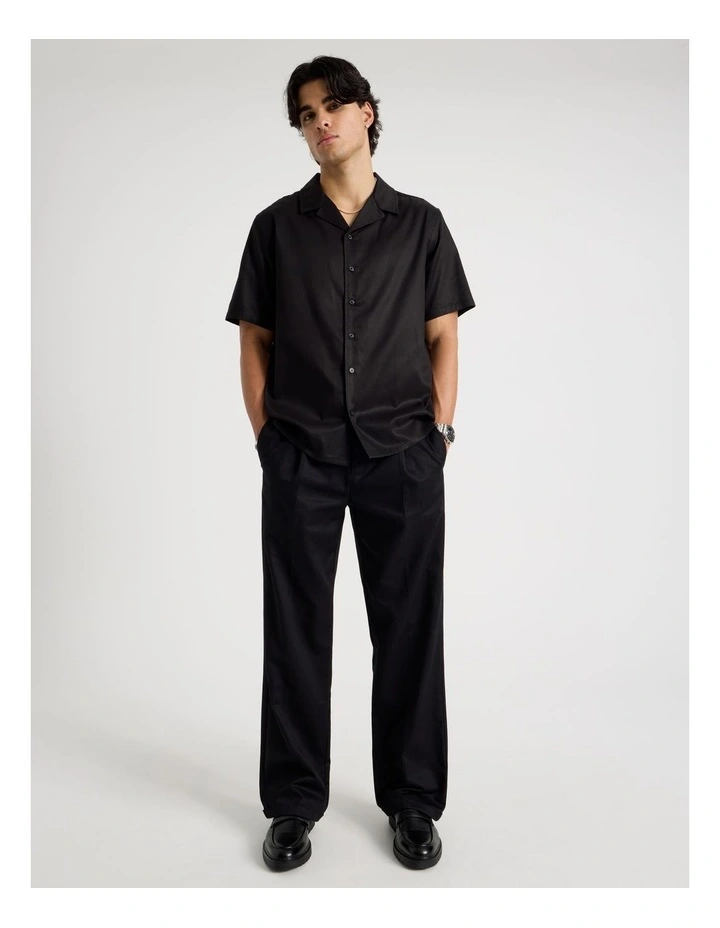 Wide Leg Cotton Drill Pant in Black image 1