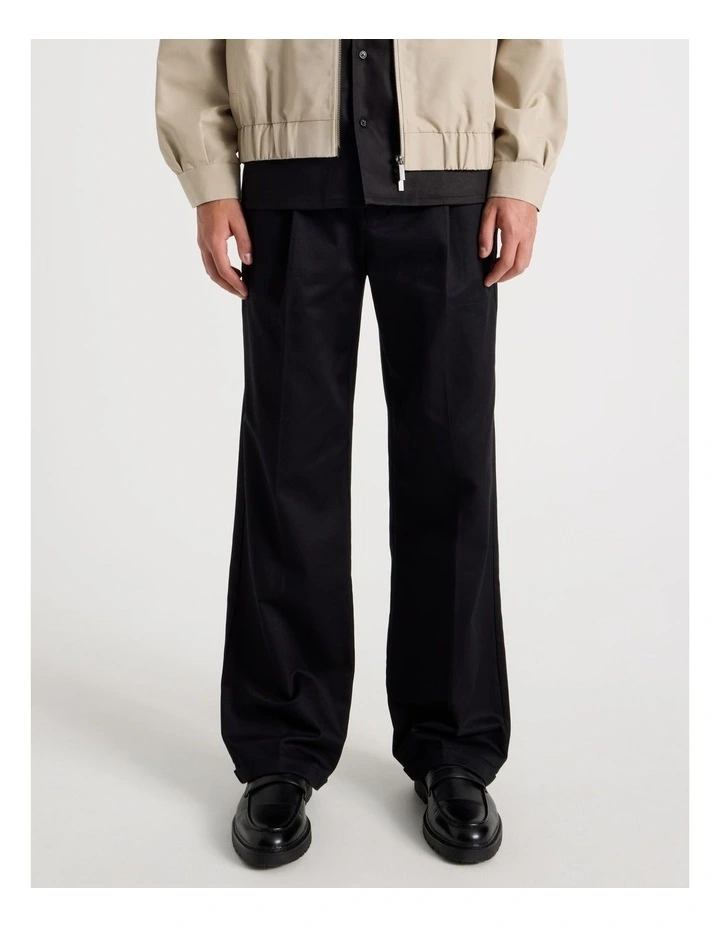 Wide Leg Cotton Drill Pant in Black image 4