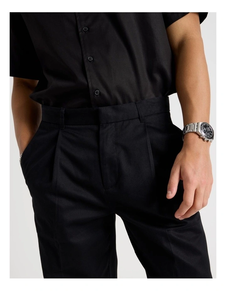 Wide Leg Cotton Drill Pant in Black image 5