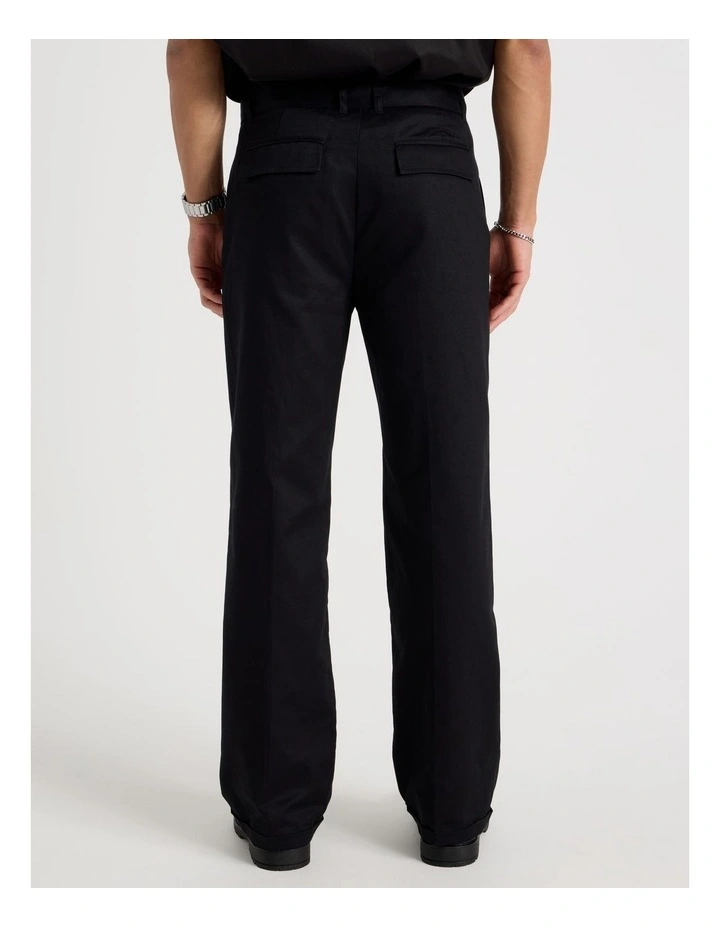 Wide Leg Cotton Drill Pant in Black image 6