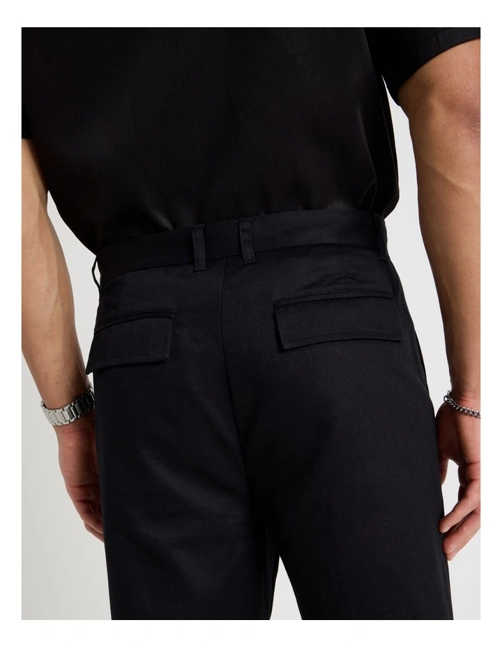 Wide Leg Cotton Drill Pant in Black image 7