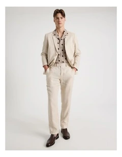 Slim Fit Linen Pants in Stone