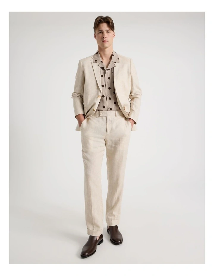 Slim Fit Linen Pants in Stone image 1