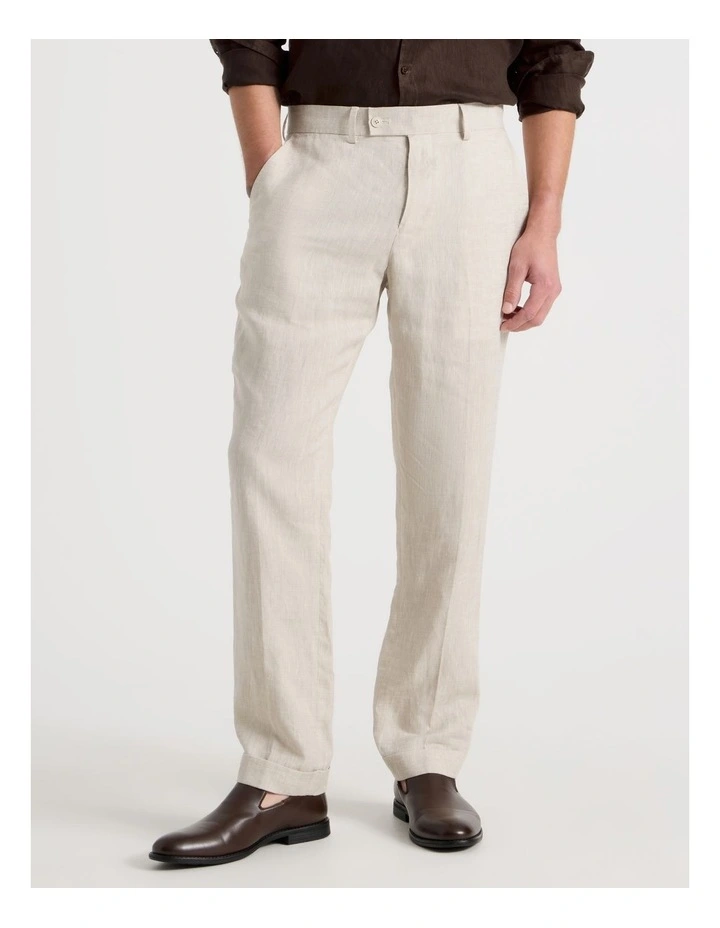 Slim Fit Linen Pants in Stone image 2