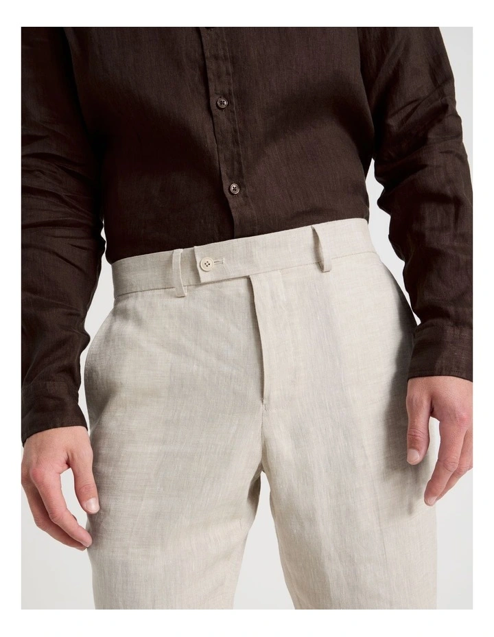 Slim Fit Linen Pants in Stone image 4
