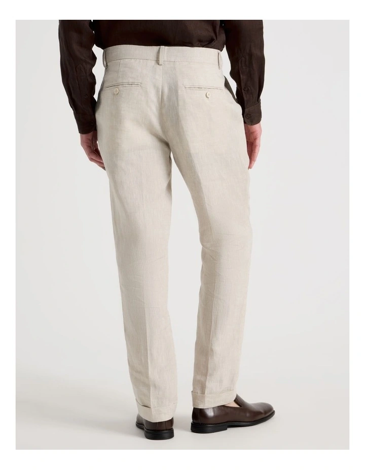 Slim Fit Linen Pants in Stone image 5