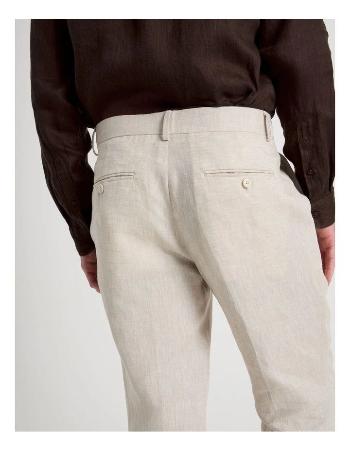 Slim Fit Linen Pants in Stone image 6