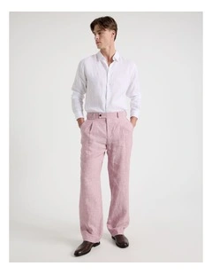 Slim Fit Linen Pants in Lilac
