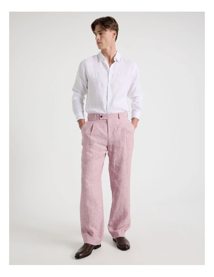Slim Fit Linen Pants in Lilac image 1