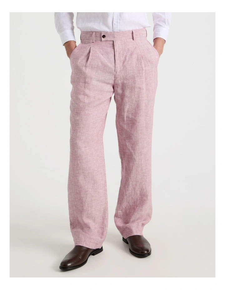 Slim Fit Linen Pants in Lilac image 2