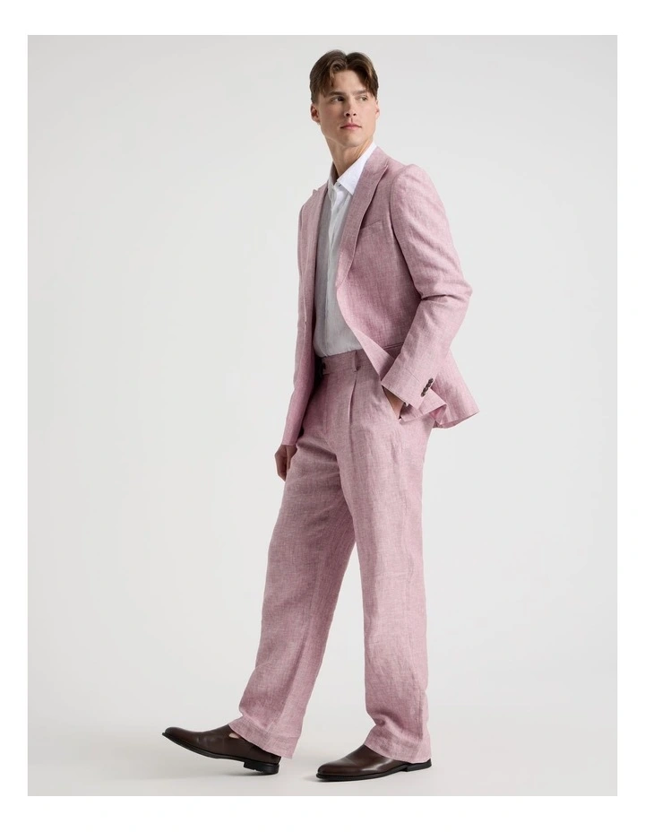 Slim Fit Linen Pants in Lilac image 6