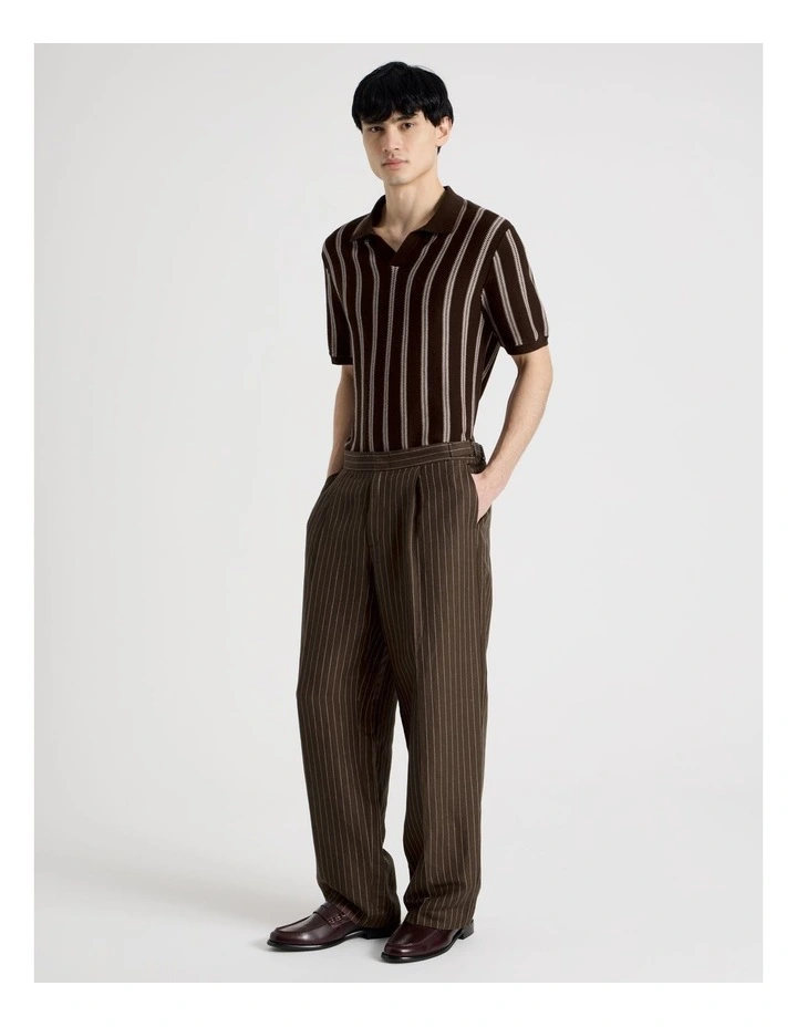 Tailored Pinstripe Trouser in Chocolate image 3