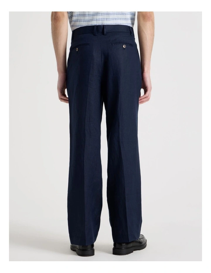 Linen Drawstring Trouser in Navy image 6