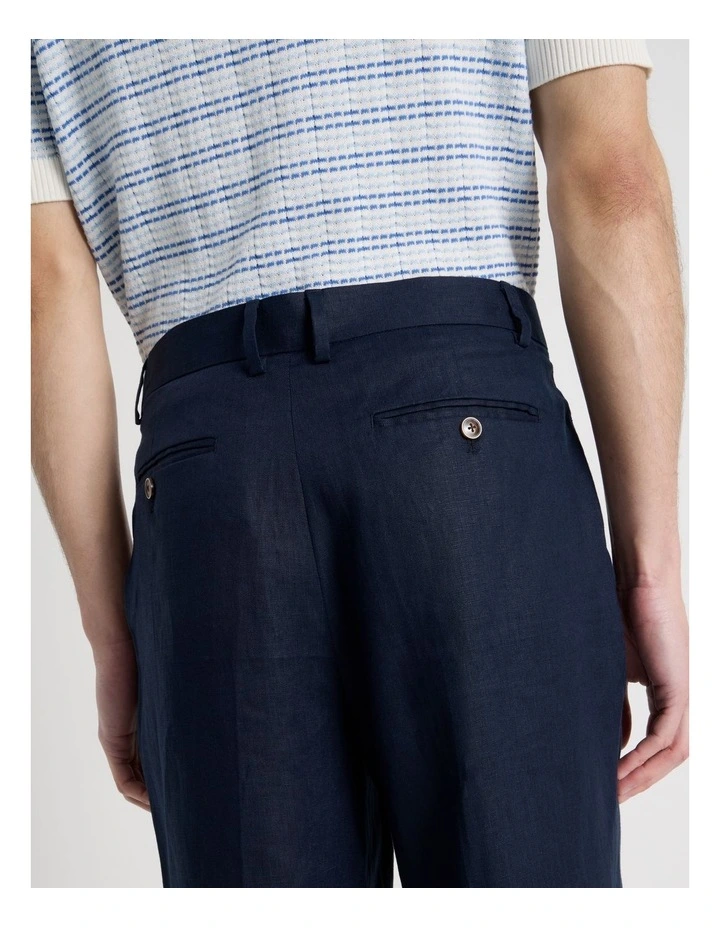 Linen Drawstring Trouser in Navy image 7