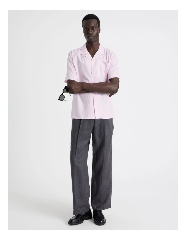 Linen Drawstring Trouser in Grey image 3