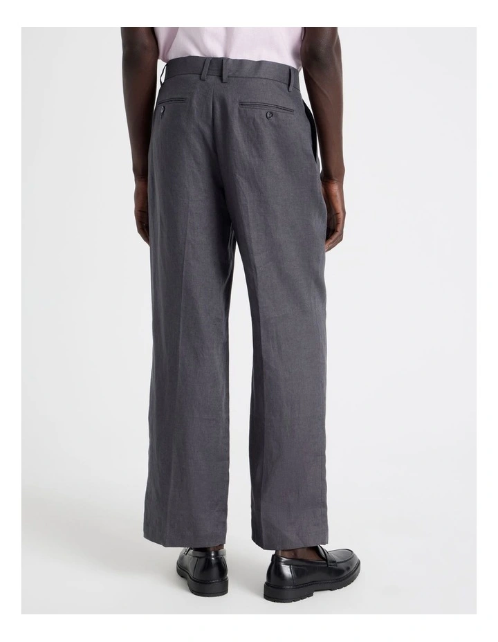 Linen Drawstring Trouser in Grey image 6