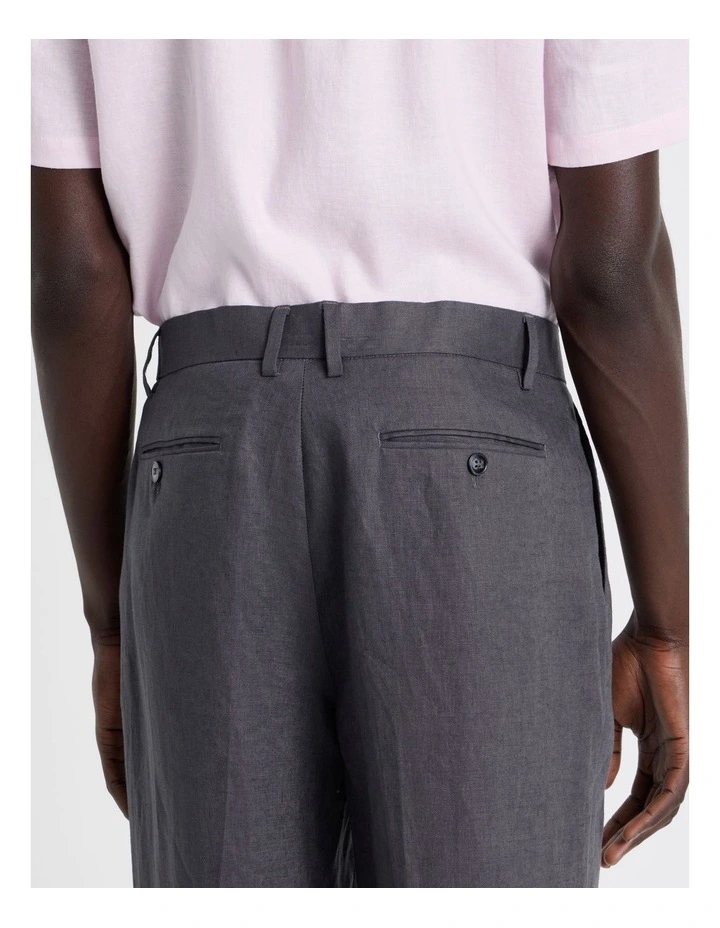 Linen Drawstring Trouser in Grey image 7
