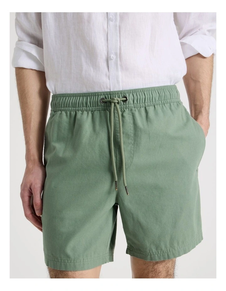 Cotton Canvas Shorts in Green image 3