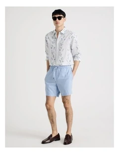 Cotton Canvas Shorts in Light Blue