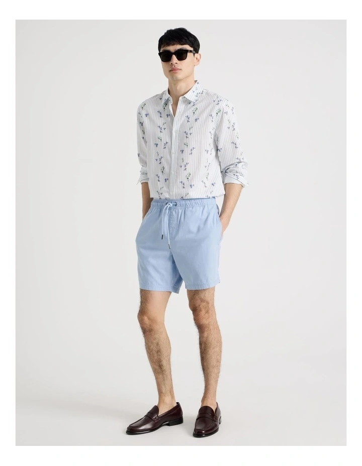 Cotton Canvas Shorts in Light Blue image 1