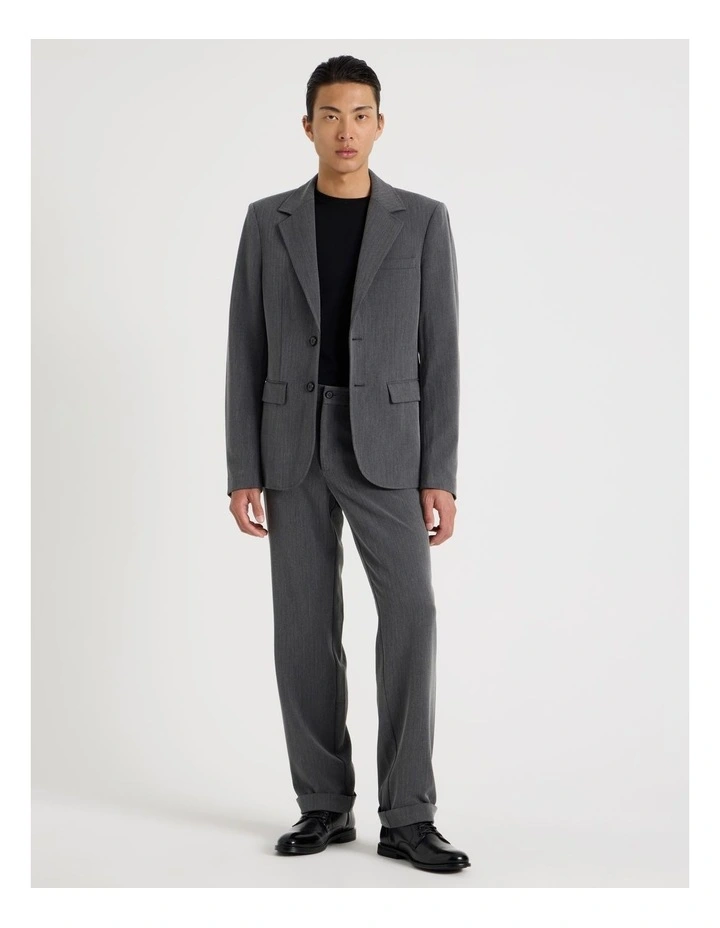 Single Breasted Herringbone Blazer in Grey image 2