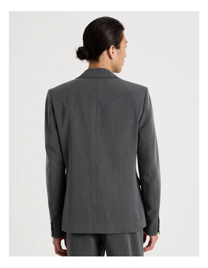 Single Breasted Herringbone Blazer in Grey image 6