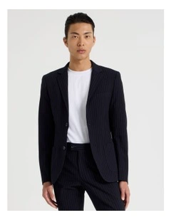 Single Breasted Pinstripe Blazer in Navy