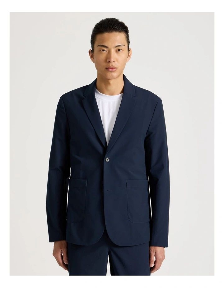 Single Breasted Tech Travel Blazer in Navy image 1