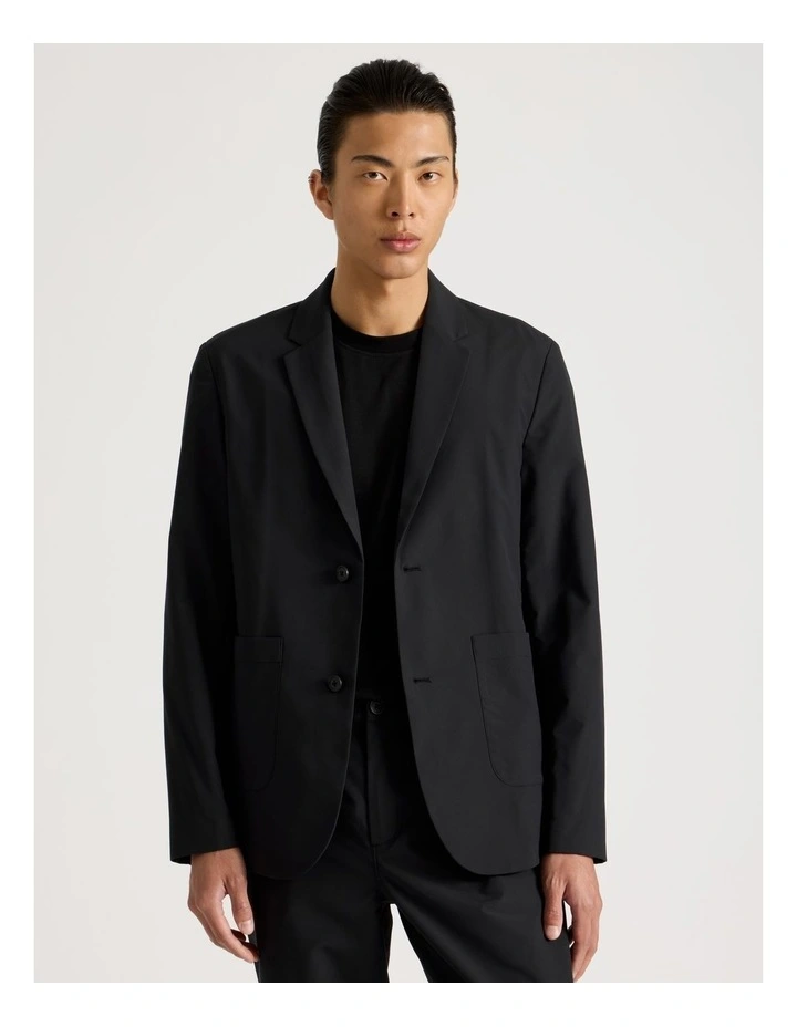 Single Breasted Tech Travel Blazer in Black image 3