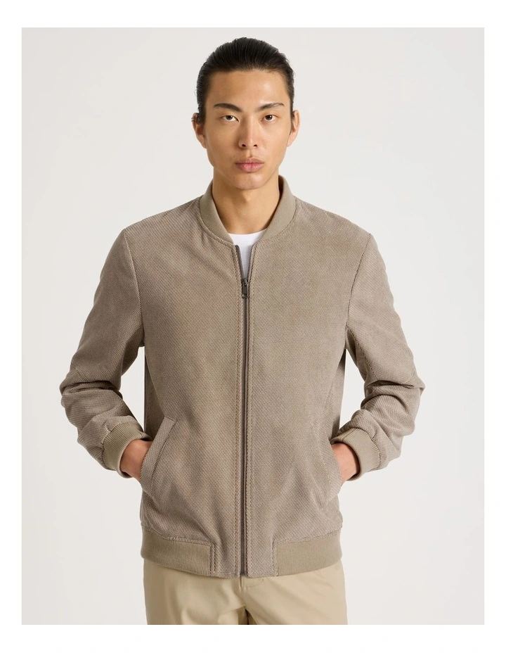 Birdseye Bomber Jacket in Brown image 1