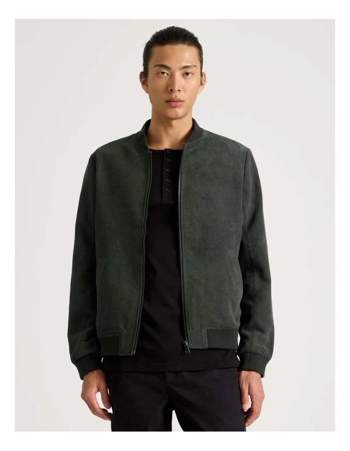 Birdseye Bomber Jacket in Green image 1