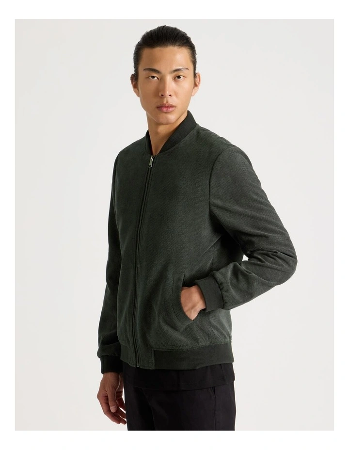 Birdseye Bomber Jacket in Green image 3