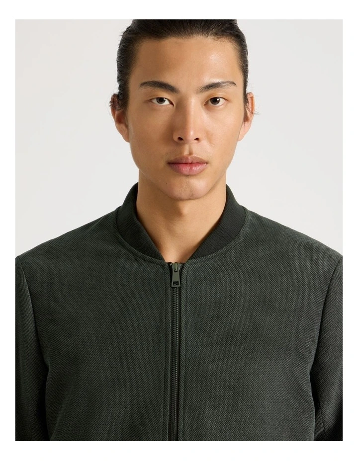 Birdseye Bomber Jacket in Green image 5