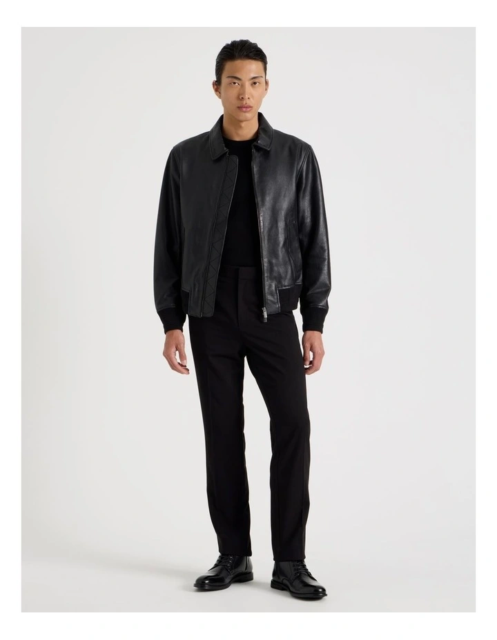 Oil Waxed Leather Jacket in Black image 2