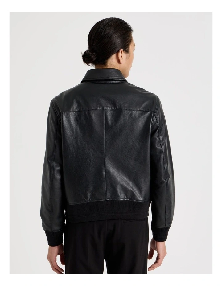 Oil Waxed Leather Jacket in Black image 6