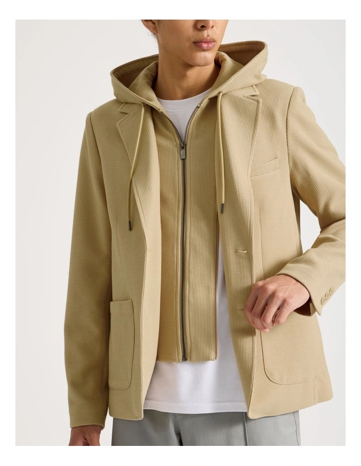 Hooded Sweat Jacket in Beige image 2