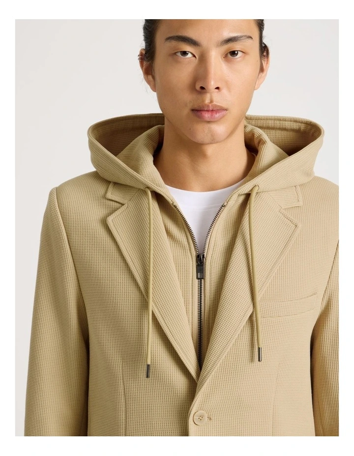 Hooded Sweat Jacket in Beige image 4