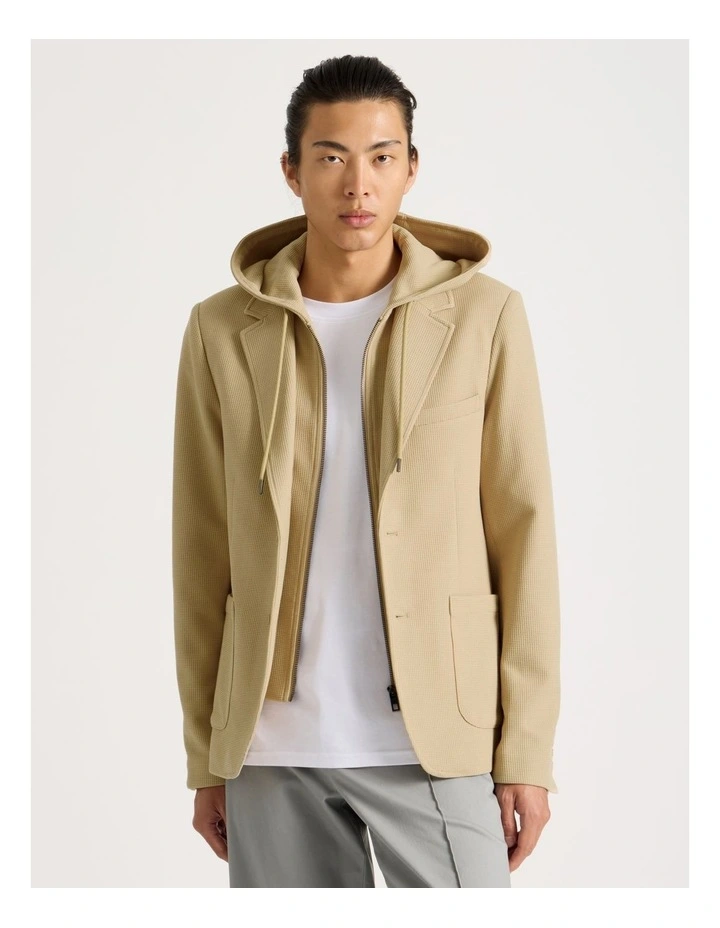Hooded Sweat Jacket in Beige image 5
