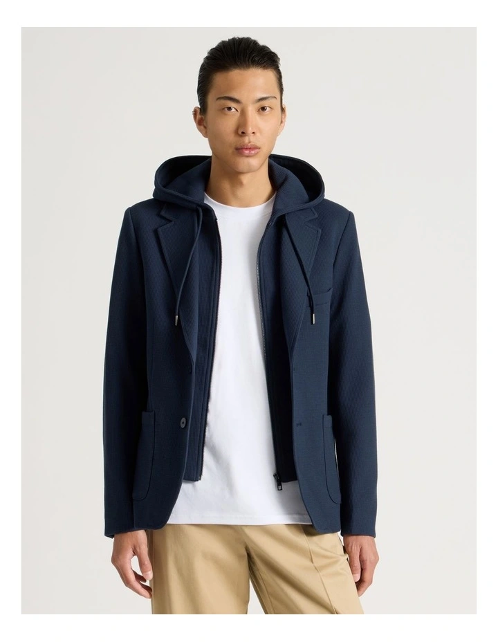 Hooded Sweat Jacket in Navy image 5
