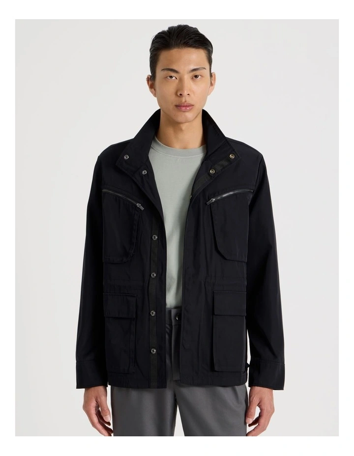 Double Pocket Parka Jacket in Black image 1