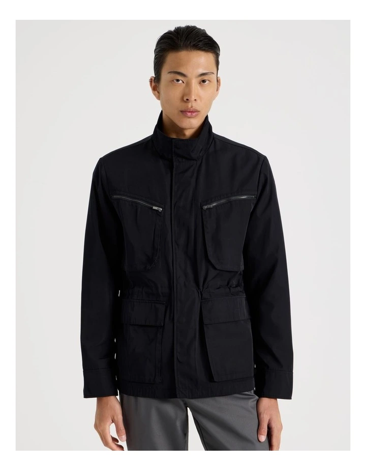 Double Pocket Parka Jacket in Black image 5
