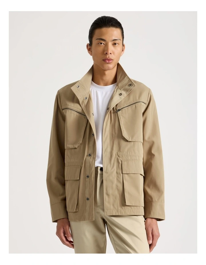 Double Pocket Parka Jacket in Beige image 1