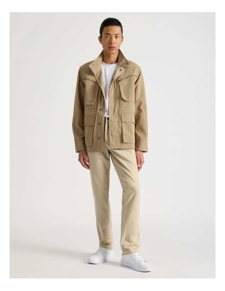 Double Pocket Parka Jacket in Beige image 2