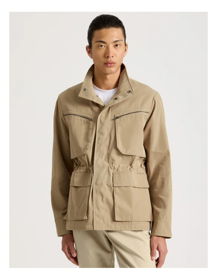 Double Pocket Parka Jacket in Beige image 3