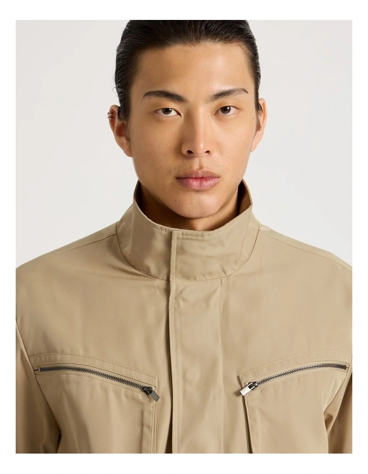 Double Pocket Parka Jacket in Beige image 5