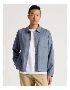 Cotton Canvas Jacket in Blue