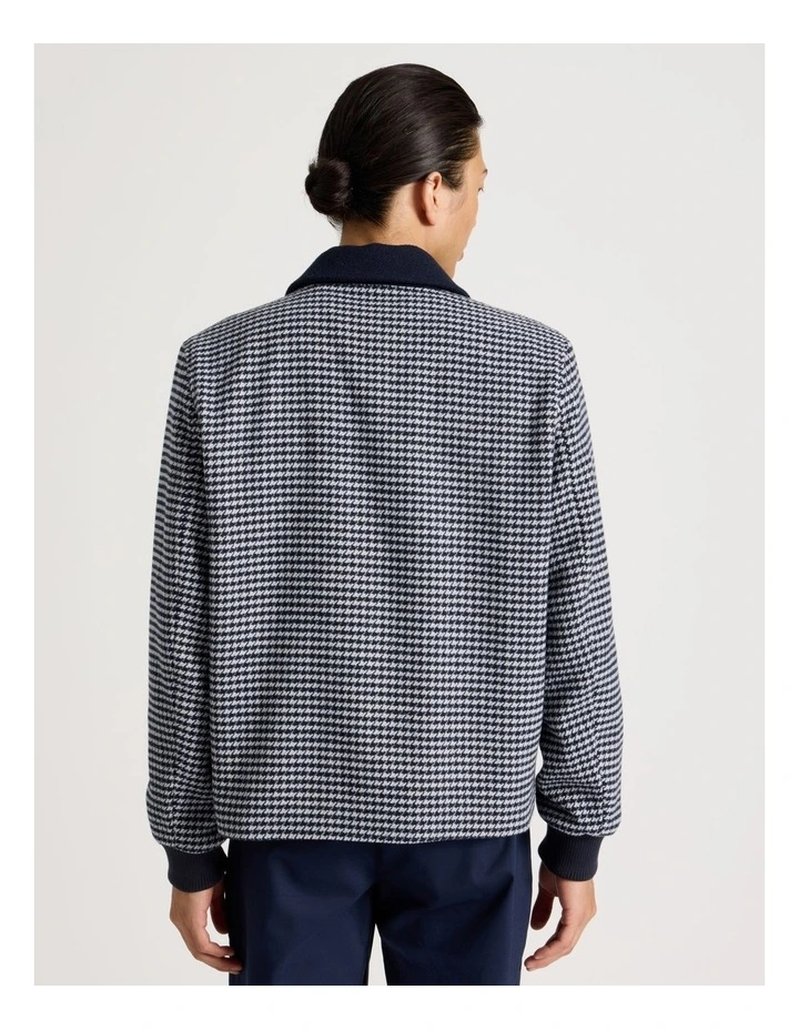 Wool Blend Check Jacket in Navy image 6