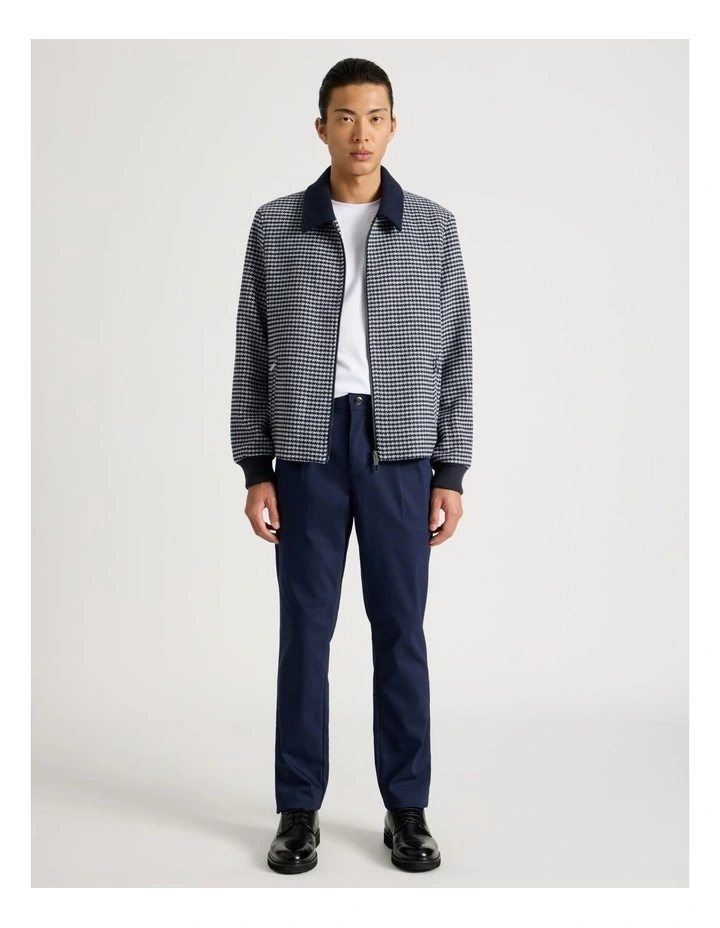 Wool Blend Check Jacket in Navy image 7