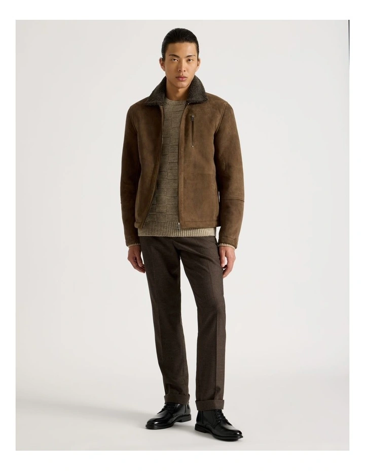 Suede Aviator Jacket in Dark Brown image 2