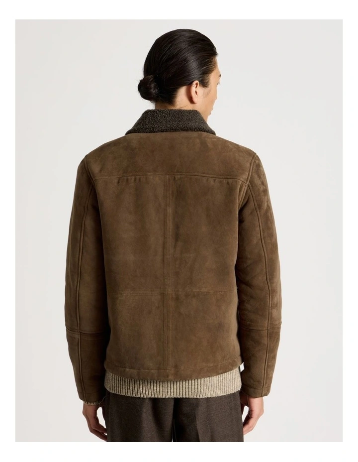Suede Aviator Jacket in Dark Brown image 5
